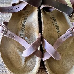 New Birkenstock Yara Habana Oiled Leather Buckle Criss Cross Ankle Strap Sandals