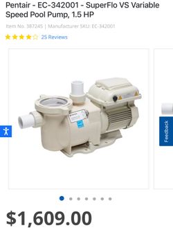 2.2 Pentair swimming pool and spa variable speed pump