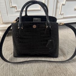 Tory Burch Robinson Crocodile Embossed Leather 