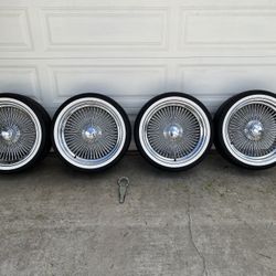 20 Wire Wheels 150 Spoke In White Walls Tires 5 Lug Universal 