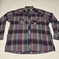 Wrangle Men Plus Purple Plaid Western Button Shirt 