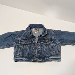 Vintage Harley-Davidson 12M Baby Denim Jacket with Logo Patch & Branded Buttons