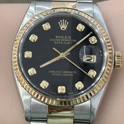 Pre Owned Rolex 36mm Datejust Black Diamond Dial-Quick Set 