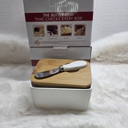 55 Kitchen Ceramic Butter Dish with Bamboo Lid