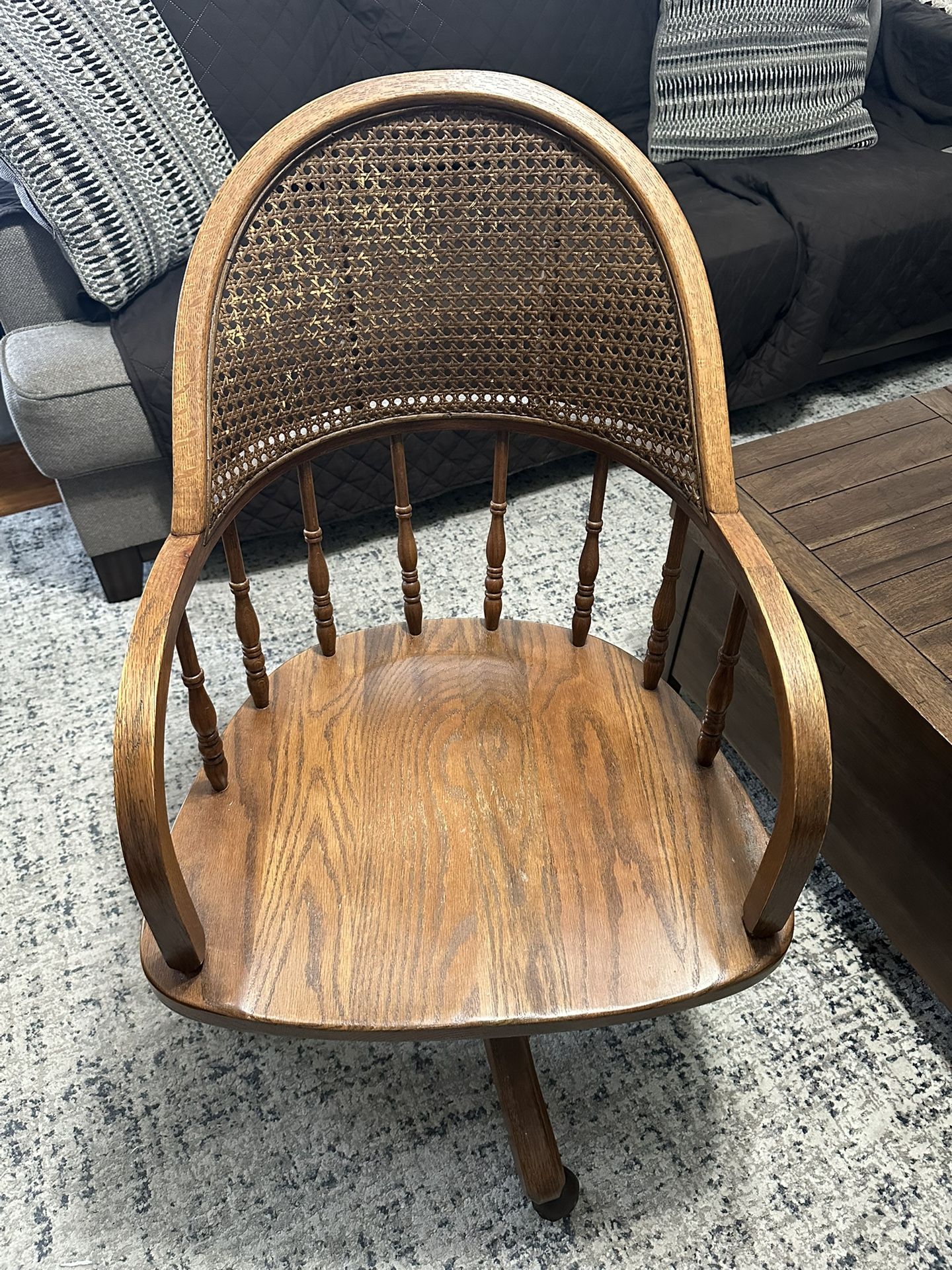 Antique Cane Back Office Chair