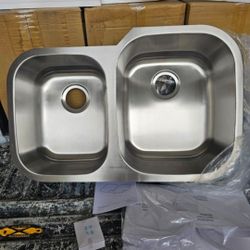 New Seasons 18g Double Bowl Undermount 31.5 x 20.4 x 7.5 Small Bowl Deep x 9" Deep Large Bowl