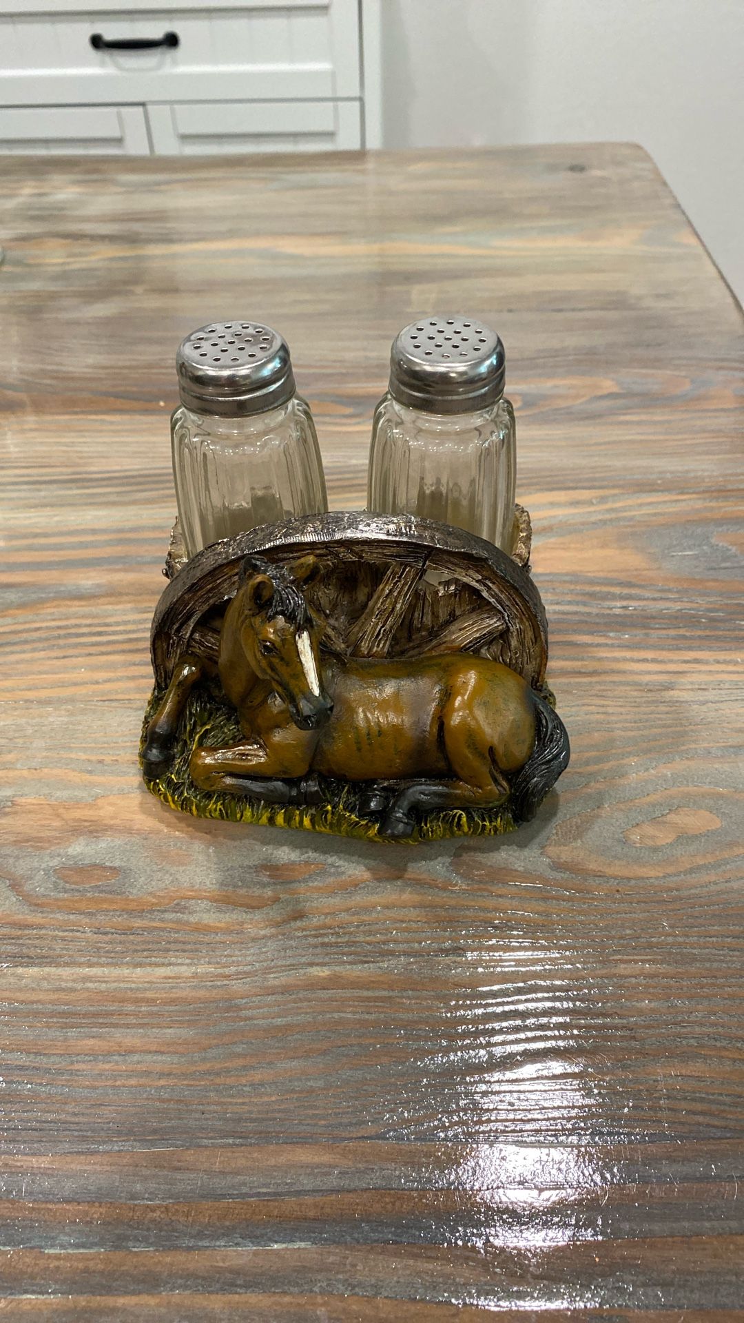 Horse/Country Salt And Pepper Stand And Shakers