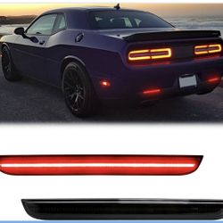 R&F Auto LED Rear Bumper Reflector Lights Compatible with Challenger 2015-2022 Smoked Lens Red Tail Rear Bumper Reflector Brake Lamp Powered by 80-SMD