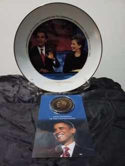 Barack Obama Plate+Commemorative Coin+Certificate Of Authenticity