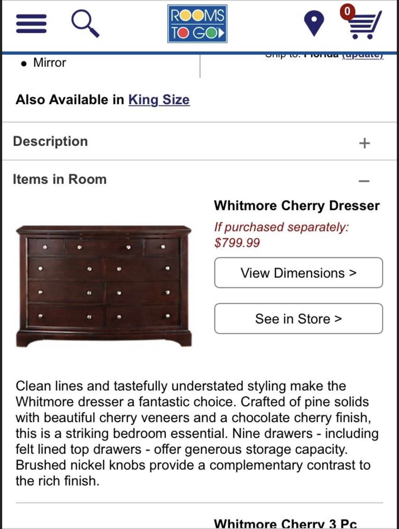 Whitmore Dresser With Mirror And Two Nightstands