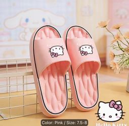 W Size 7.5-8 PINK Hello Kitty indoor and outdoor non-slip Slippers