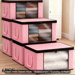 Brand New set of 6 Pink extra large clothing or bedding organizer with window viewing
