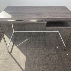 (1) 4ft X 2ft Coaster Desk (Grey) w/ Chrome
