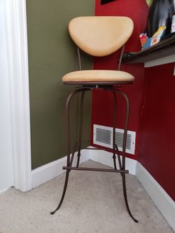 Accent bar height single leather chair