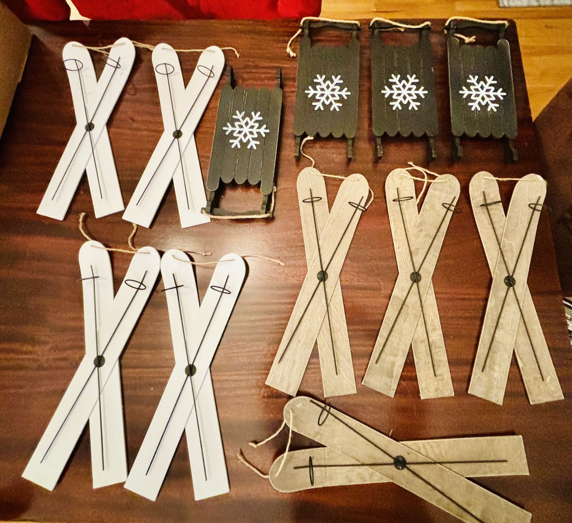 BRAND NEW Wooden Winter Decor Skis & Sleds