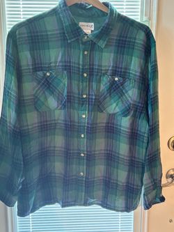 Men’s Green Plaid Flannel Sz 2X