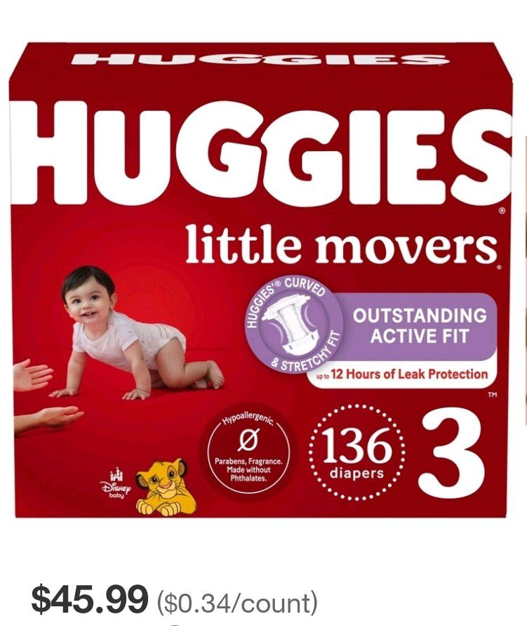 HUGGIES DIAPERS SIZE 3 TO 7  $37 EACH 