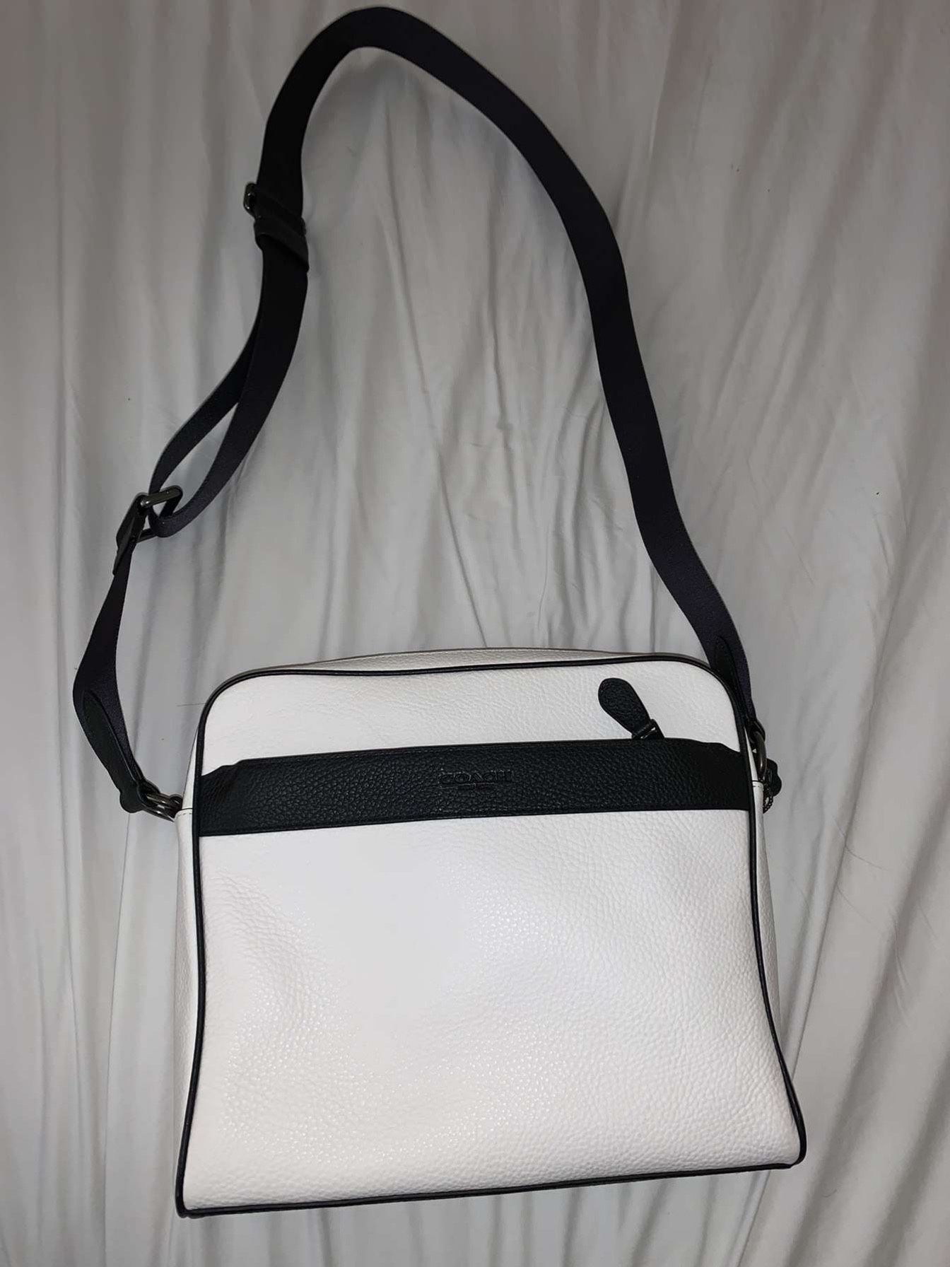 White leather coach messenger side satchel bag