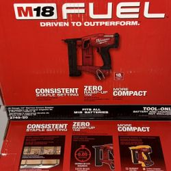 Milwaukee M18 Fuel 18g 1/4” Narrow Crown Stapler. Tool Only. Model #2749-20
