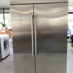 Monogram Side-by-Side Refrigerator in Stainless steel with 29.5 Cu. Ft. Total Capacity and The Google Assistant