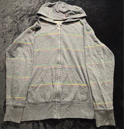 Men Medium Y2K Billabong x Bob Marley Full-Zip Striped Hoodie