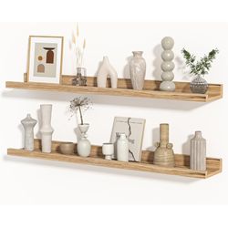 Floating Shelves 36” x 4.7”- Set of 2 (Light Walnut)