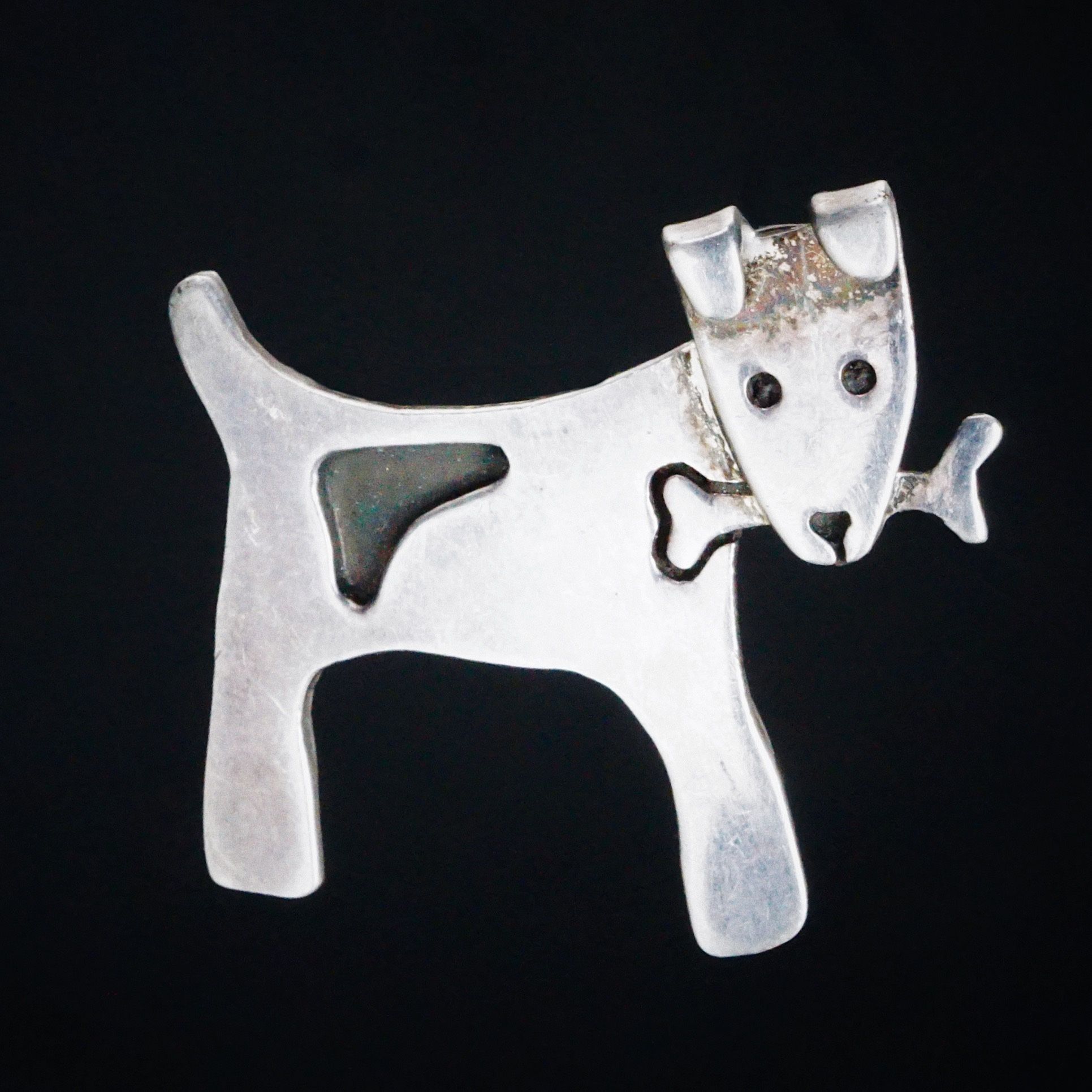 Stunning Vintage A&J Anne & Jane Harvey Mexico Sterling Silver Dog Brooch Pin
