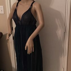 Vintage Valerie Stevens Teal 100% Polyester Nightgown Size M