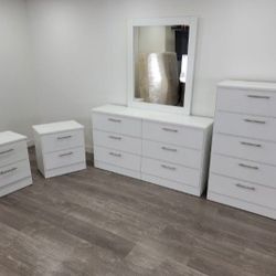 Dresser With Mirror Chest And Two Nightstands *** Fast Delivery 