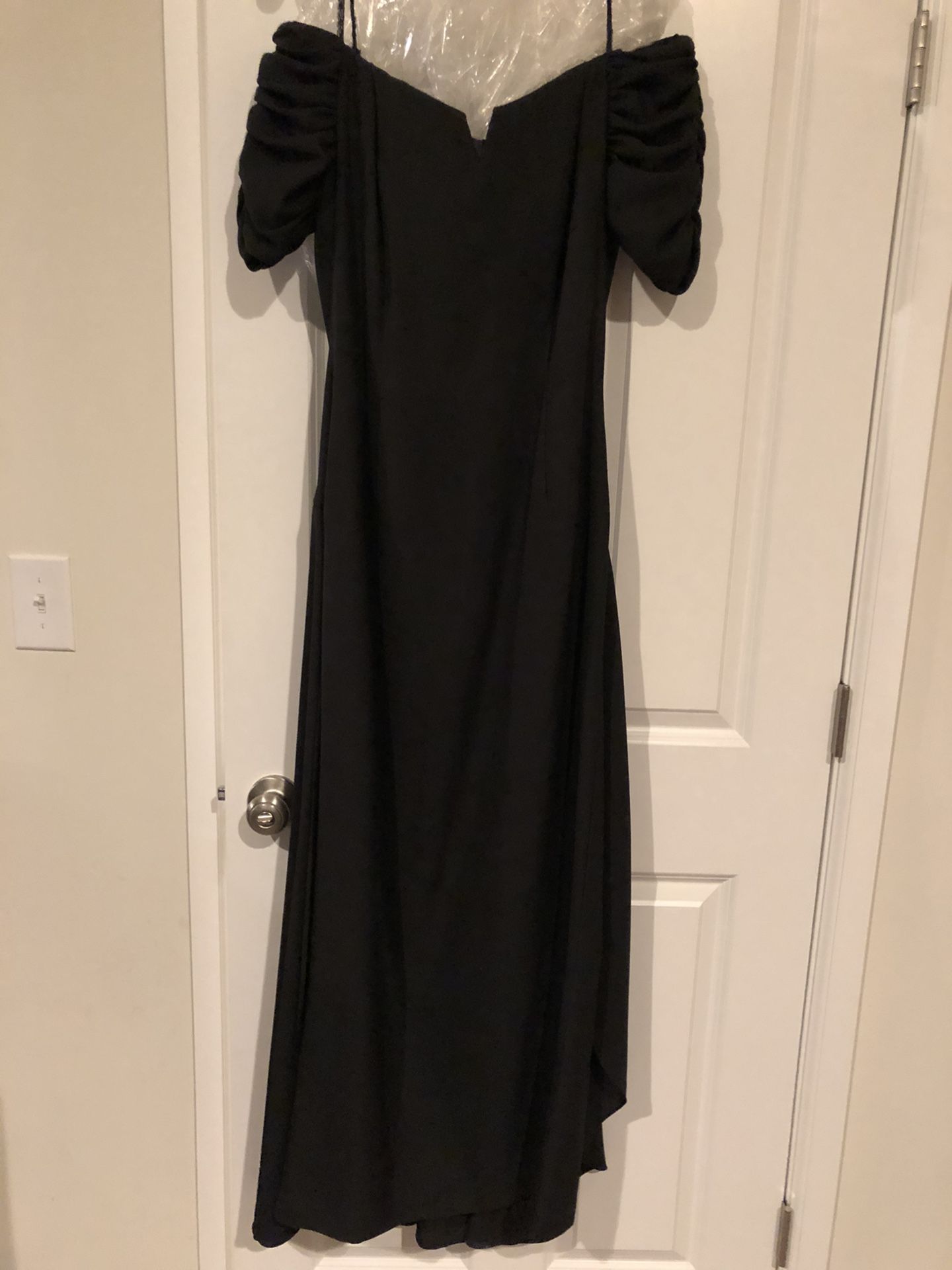 Black off-shoulder gown size 8