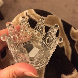 Cute Small Crystal Crown Candle Holder Ring Holder 