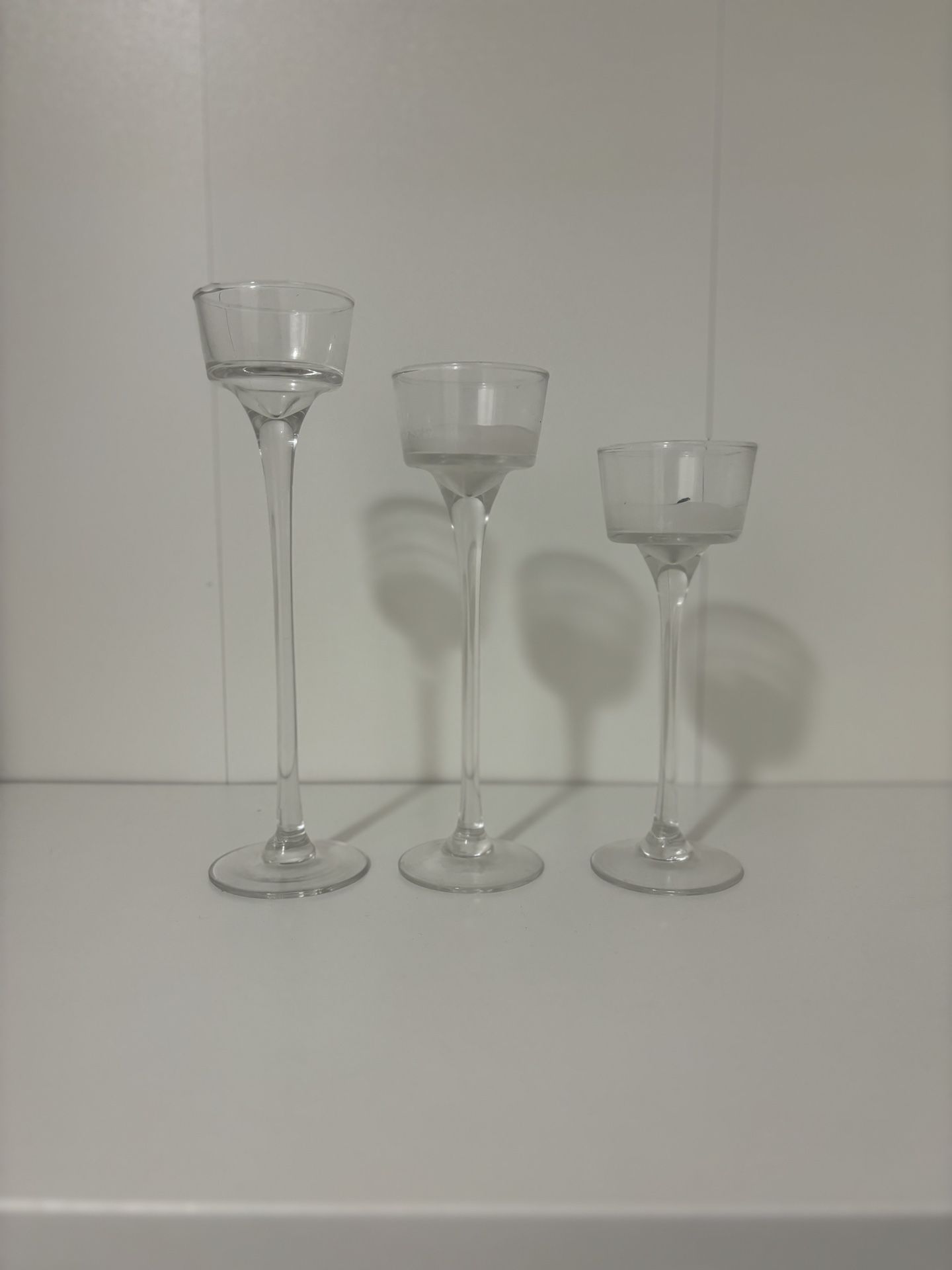 Stemmed Glass Candle Holders (21 Total)