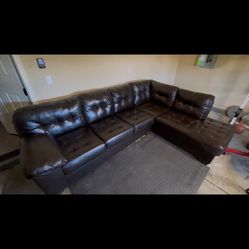 2 Piece Brown Leather Couch
