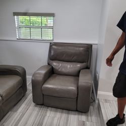 Leather Loveseat and reclining chair 