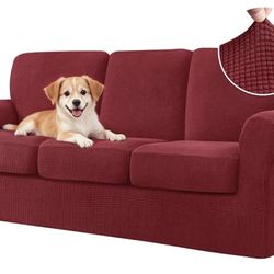 CHUN YI 7 Piece Couch Covers Sofa Covers Washable, Stretch Sofa Slipcovers for 3 Cushion Couch with Seperate Backrest and Cushion Covers, Anti Slip Fu