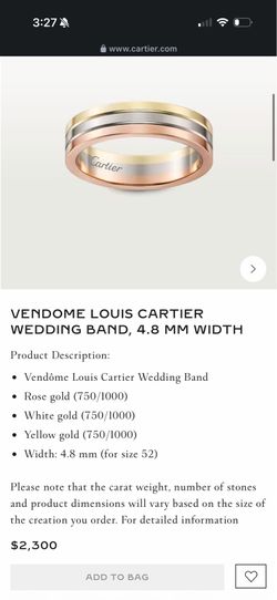 Cartier Wedding Band – Size 59 – Like New