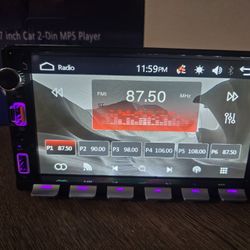 Double Din Car Stereo with Bluetooth,7 Inch Touch Screen 2 Din Car Radio with FM Radio EQ Mirror Link SWC USB/Type-C/Aux-in Ports+Backup Camera