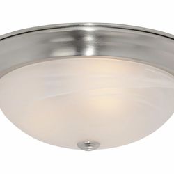Designers Fountain 15 in Modern 3-Light Flush Mount Ceiling Light, Satin Platinum with Alabaster Glass Shade, 1257L-SP-AL