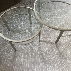 Glass Coffee Table (36”W x 18.5”H)( 26.75”W x 16.5” H)
