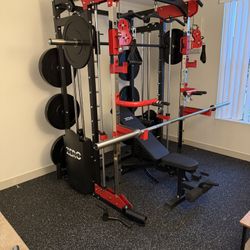 Smith Machine 200 | Adjustable Bench | 245lb Cast Iron Olympic Weights | 7ft Olympic Bar | Fitness | Gym Equipment | FREE DELIVERY/INSTALLATION 🚚 🛠️