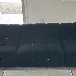 Black upholstered sofa