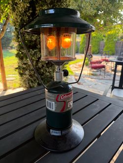 Coleman lantern, broken glass