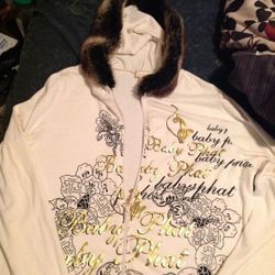 Baby phat jacket with fur hood and sleeve