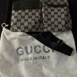 Gucci Brown Monogram Double Pocket Belt Bag