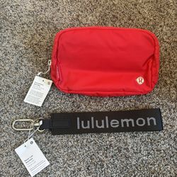 Lululemon Bundle Brand New Red Everywhere Belt Bag And Black Never Lost Keychain