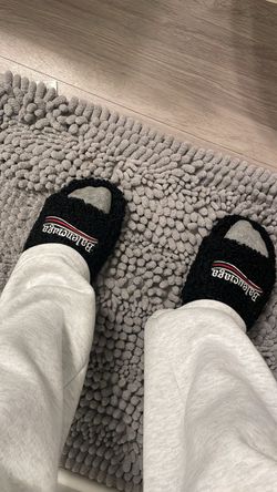 Balenciaga Black Furry Slide Slippers size 40