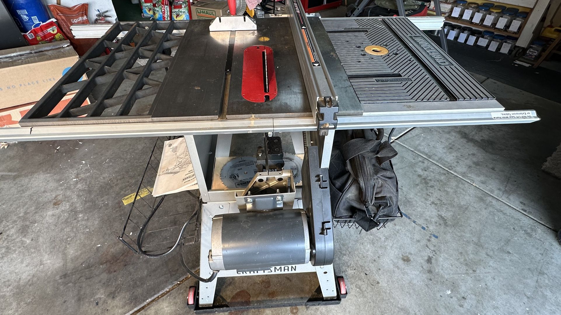 Craftsman 10 In. Stationary Table Saw With Table Saw Routing Extension And Craftsman Professional Router