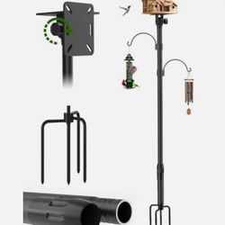 New In Box!!  KBLOONG Adjustable 97” Bird Feeder Pole With Double Shepherd Hooks (Birdhouse Not Included) $20 (#495)