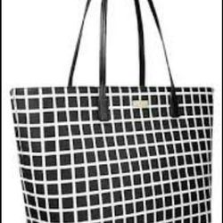 Kate Spade Designer Dally Laurel Way Black White Checkered Patterm tote