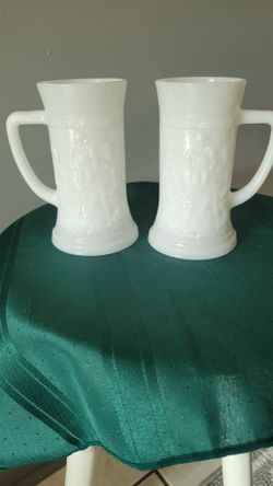 Milk Glass Stein Mugs